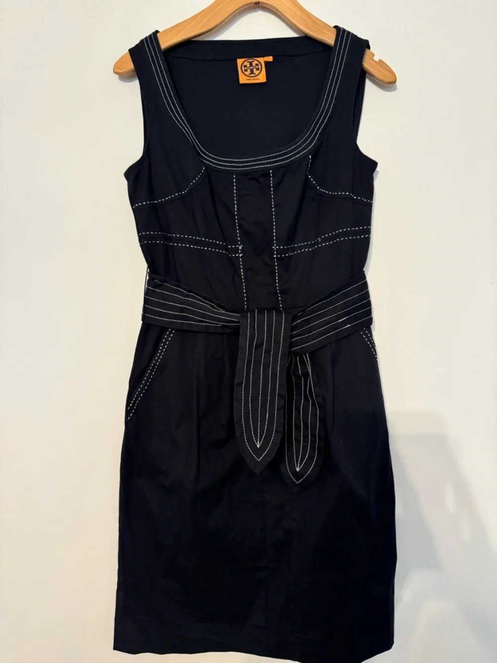 Tory Burch Navy Sleeveless Tie-Waist Mini Dress